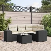 Set Divani da Giardino 5 pz con Cuscini in Polyrattan Nero 3254853