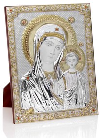 Pannello "Madonna con Gesù" con oro cm.25,5x32