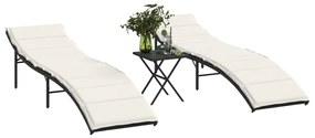 Lettini Prendisole 2 Pz Con Tavolino Nero İn Polyrattan /