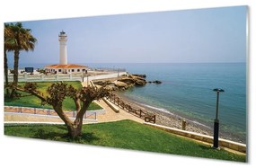 Quadro su vetro Faro della costa spagnola 100x50 cm