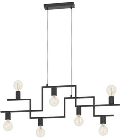 Lampadario A Sospensione Vintage Fembard Acciaio Nero 7 Luci E27