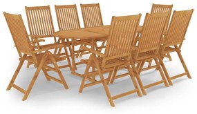 Set da pranzo da giardino 9 pz in legno massello di teak