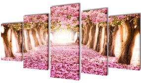 5 Pz Set Stampa Su Tela Da Muro Fiori Di Ciliegio 200 X 100 Cm /