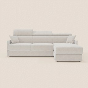 Miryam divano letto angolare compatto - poggiatesta reclinabili e penisola contenitore in tessuto smacchiabile T31