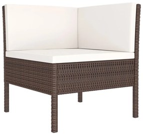 Set divani da giardino 6 pz con cuscini in polyrattan marrone