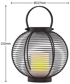 Lindby Mairuna lanterna LED solare, nero, 22,7 cm