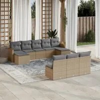 Set Divano da Giardino 10 pz con Cuscini Beige Misto Polyrattancod mxl 89108