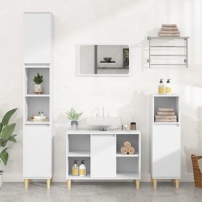 Set mobili da bagno 3 pz bianco in legno multistrato