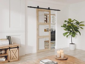 Porta scorrevole con sistema esterno muro in legno e vetro temperato 3 finestre H205 x L63 cm  - ACOSTA II