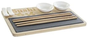 Set per Sushi DKD Home Decor PC-186227 Bianco Nero Naturale Bambù Lavagna Moderno Orientale 28,5 x 18,5 x 2,6 cm (9 Pezzi) (28