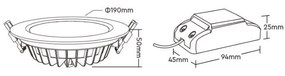 Faretto da incasso 15W RGB+CCT IP54, Angolo 120°, foro Ø175 - 180 mm Colore RGB+CCT