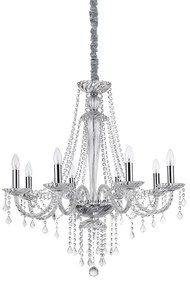 Lampadario Classico Amadeus Metallo-Cristallo Trasparente 8 Luci E14