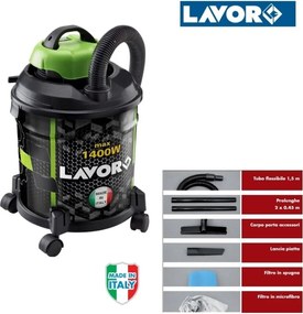 Aspiratore/Aspirapolvere/Aspiratutto solidi e liquidi 1400W 20lt. Lavor Joker 1400S