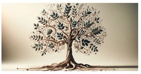 Quadro su tela – Albero della vita con foglie e spirali