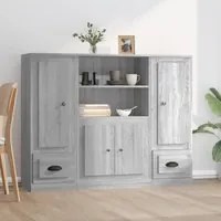 Credenze 3 pz Grigio Sonoma in Legno Multistrato 3185317