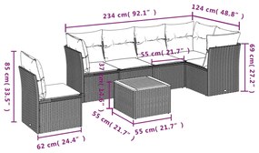 Set Divano da Giardino 7 pz con Cuscini Beige Misto Polyrattan