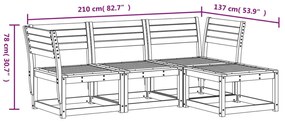 Set Salotto da Giardino 4 pz Bianco in Legno Massello di Pino