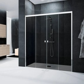 Porta doccia scorrevole Glam L 171 x H 200cm, Sp. 6 mm in vetro fumé profilo cromo