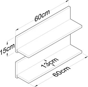 Set 2 Mensole A Parete 60 Cm Effetto Legno Delia