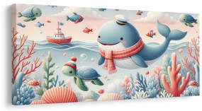 Quadro su tela – Balena e tartaruga nell’oceano