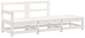 Set salotto da giardino 3 pz bianco in legno massello di pino