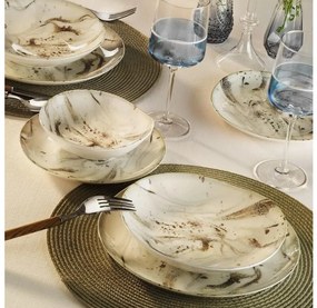 Set da tavola 24 pezzi in porcellana, bianco/marrone
