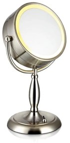 Specchio da tavolo con illuminazione in argento Face, ø 16,2 cm - Markslöjd