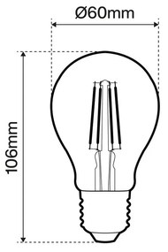 Lampada LED E27 8W a Filamento 140lm/W No Flickering - A60 Colore Bianco Caldo 2.700K