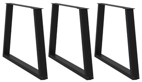 Gambe Per Tavolo Da Pranzo A V 3pz Nero 100x(72-73,3)cm Acciaio /