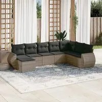 Set Divano da Giardino 8 pz con Cuscini Grigio in Polyrattan 3254097