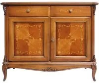 Credenza classica in legno 2 porte 2 cassetti finitura bassano l.111 p.44 h.91 - Mobili 2G