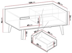 Tavolino WILLOW 46x104 cm nero/marrone