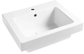 Lavabo a incasso e d'appoggio rettangolare vasca centrale Alaqua L 60 x H 25 x P 21 cm in ceramica bianco opaco