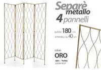 Separe divisorio oro quattro pannelli cm 160 x 180 h