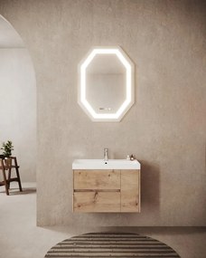 Mobile sottolavabo e lavabo Portofino per vasca centrale rovere oro in mdf L 80 x H 51 x P 40 cm, 1 anta 2 cassetti