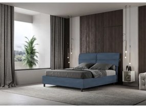 Letto contenitore da 160x190 in microfibra blu Nandy