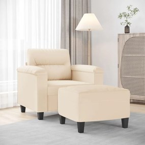 Poltrona Con Poggiapiedi Beige 60 Cm İn Tessuto Microfibra /