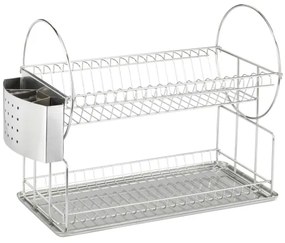 WENKO 2329100 - Scolapiatti DUO 21x33 cm in acciaio inox/argento