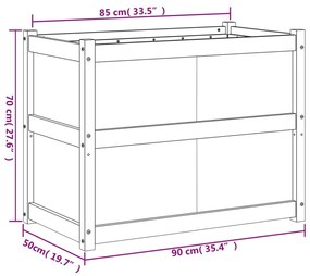 Fioriera da Giardino Bianca 90x50x70 cm Legno Massello di Pino