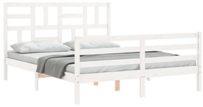 Giroletto con testiera bianco king size in legno massello