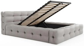 Letto con contenitore trapuntato 140 x 190 cm Tessuto chiné Grigio - LERUCO di PASCAL MORABITO