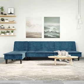 Divano Letto A L Blu 255x140x70 Cm İn Velluto /