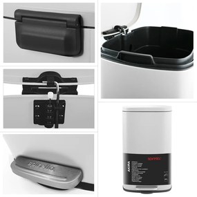 Cestino per la spazzatura bianco opaco in acciaio con pedale 50 l Akira – Spirella