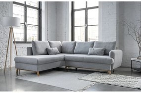 Divano angolare grigio chiaro allungabile/con contenitore (con penisola a sinistra/a L) Scandic Lagom – Miuform