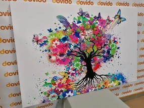Quadro su tela – Albero fiorito pieno di colori