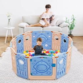 Costway Box pieghevole con 14 pannelli e chiusura di sicurezza, Recinto portatile per bambini con forma regolabile