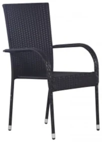 Set mobili da pranzo per giardino 3 pz nero