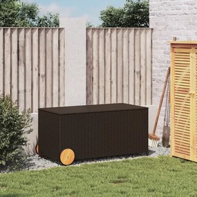 Contenitore da giardino con ruote marrone 190l in polyrattan