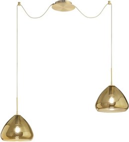 Lampadario Glamour Glow ottone paralume ambrato 2x E27 LA MIA LUCE