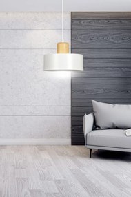 Lampadario a Sospensione in Acciaio e Legno TORIN 1 Nero/Bianco E27